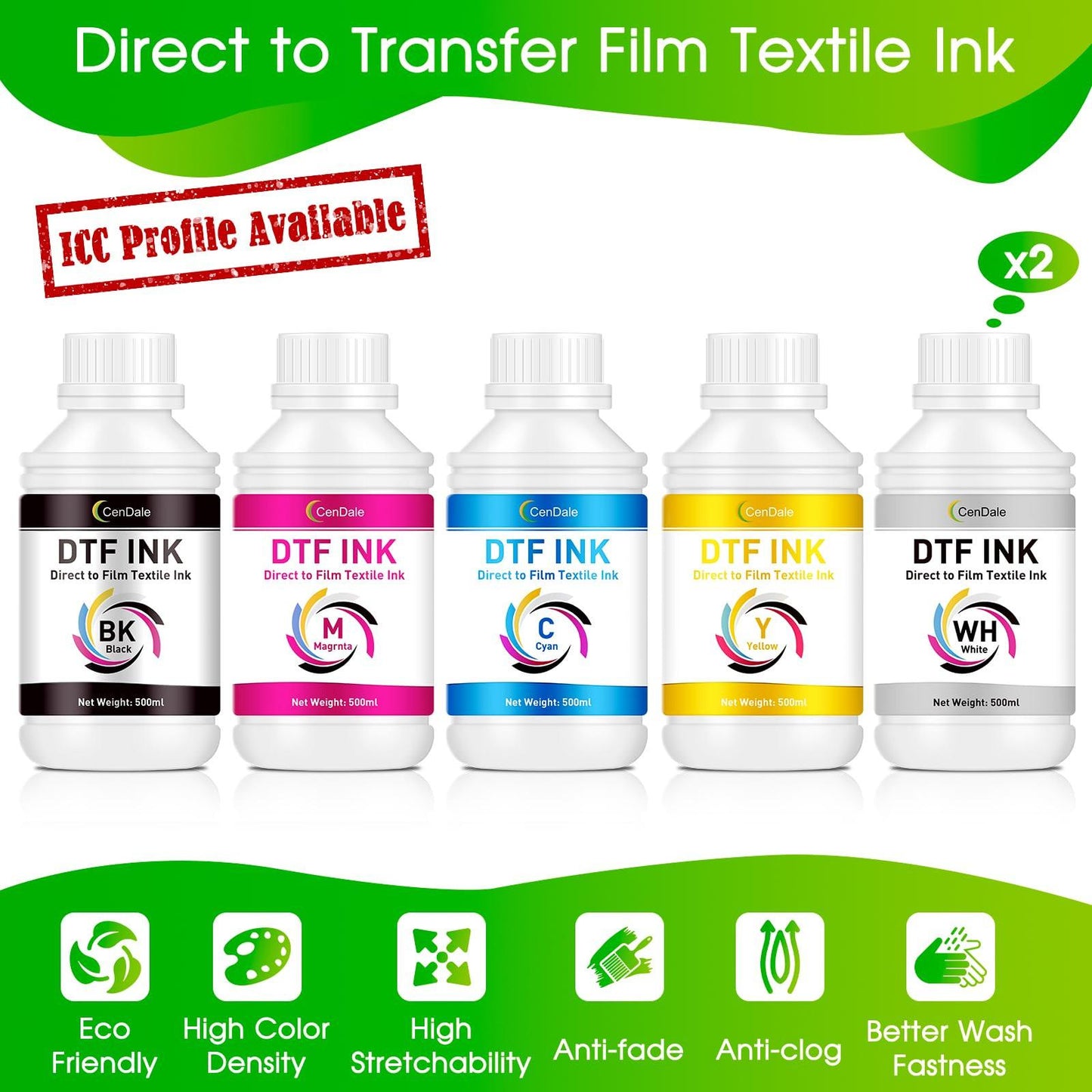 CenDale Premium DTF Printhead Cleaning Solution - Universal Printhead Cleaner Kit for Any DTF & DTG Printers, Print Head Cleaning Kit for Epson ET8550 L1800 XP15000 R1390 XP600 Ink Printer (100ML)