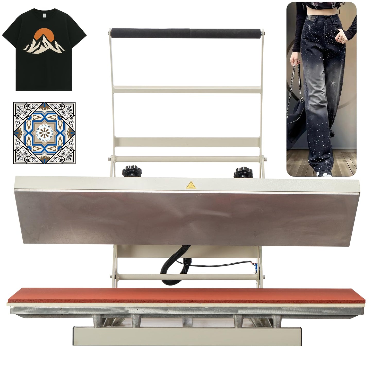 32x40 Inch Heat Press, 220V 8000W High Pressure Clamshell Heat Press Machine for Business, Large Professional Digital Control Heat Transfer Machine for Sublimation, Sliding Base Design.