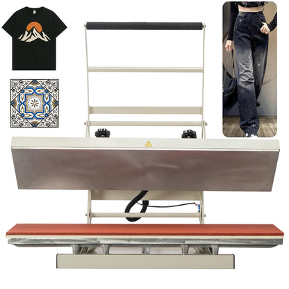 32x40 Inch Heat Press, 220V 8000W High Pressure Clamshell Heat Press Machine for Business, Large Professional Digital Control Heat Transfer Machine for Sublimation, Sliding Base Design.