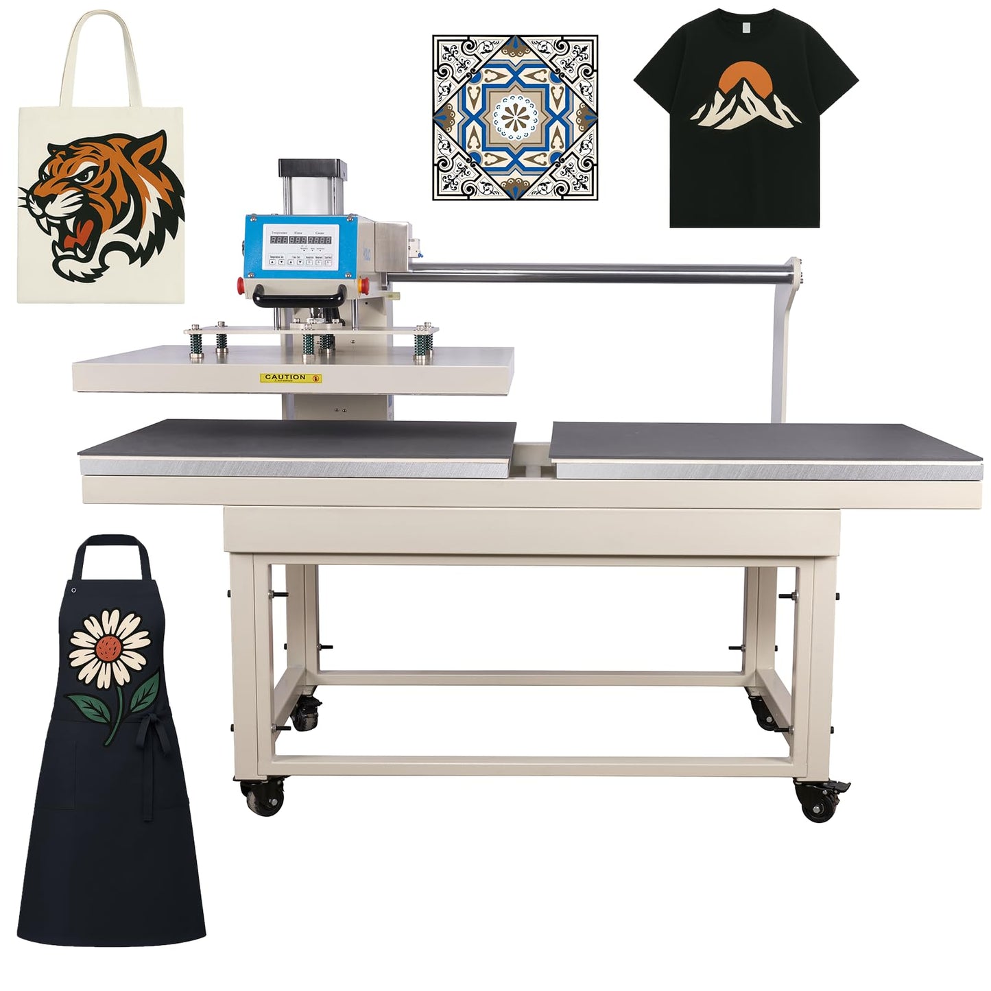 32x40 Inch Heat Press, 220V 8000W High Pressure Clamshell Heat Press Machine for Business, Large Professional Digital Control Heat Transfer Machine for Sublimation, Sliding Base Design.