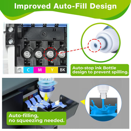 CenDale Upgraded Auto-Fill DTF Ink - 700ML DTF Transfer Ink for Epson ET-8550 ET-8500 Printers, Heat Transfer Printing Set 100ml x 4 CMYK, 150 x 2 White (Anti-UV/ICC-Free).