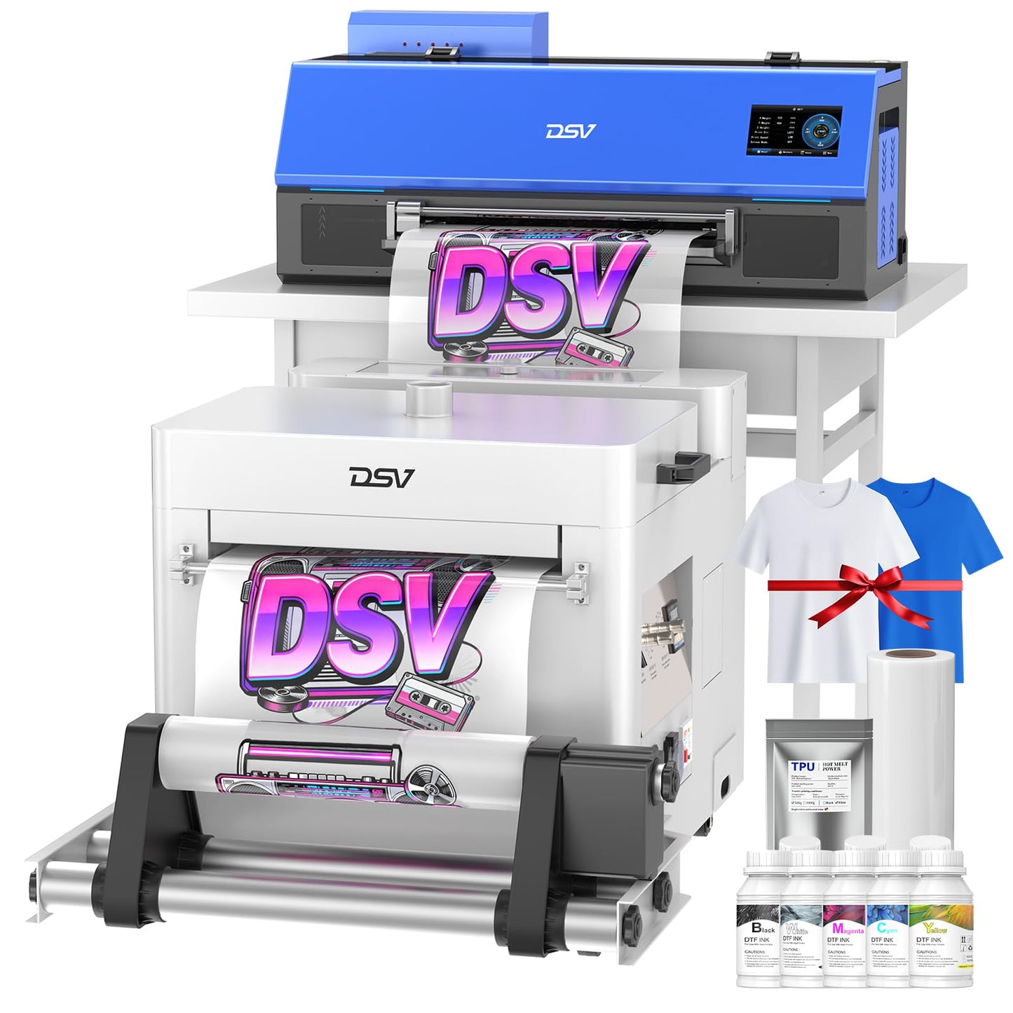 DSV A3 XP600 DTF Printer with Shaker & Air Purifier, 2X Faster Than L1800, 4.5" LED Touch Screen, White Ink Circulation & Auto-Cleaning, 24/7 Auto-Maintenance, 2-Year Free Ink for T-Shirt Printing.