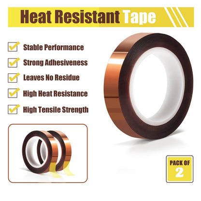 MEBMIK 2 Rolls 10mm x16m(52FT) Heat Tape High Temperature Heat Resistant Tape Heat Transfer Tape for Heat Sublimation Press Vinyl,No Residue.