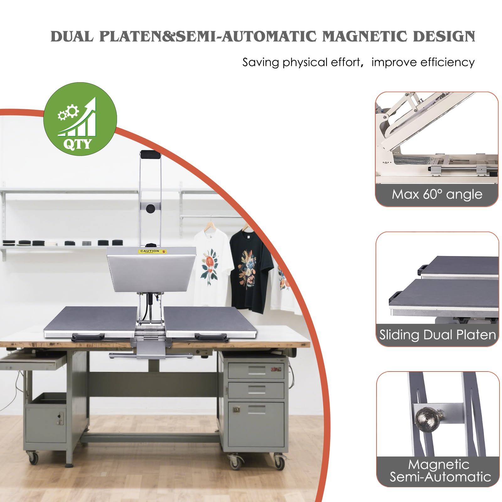 32x40 Inch Heat Press, 220V 8000W High Pressure Clamshell Heat Press Machine for Business, Large Professional Digital Control Heat Transfer Machine for Sublimation, Sliding Base Design.