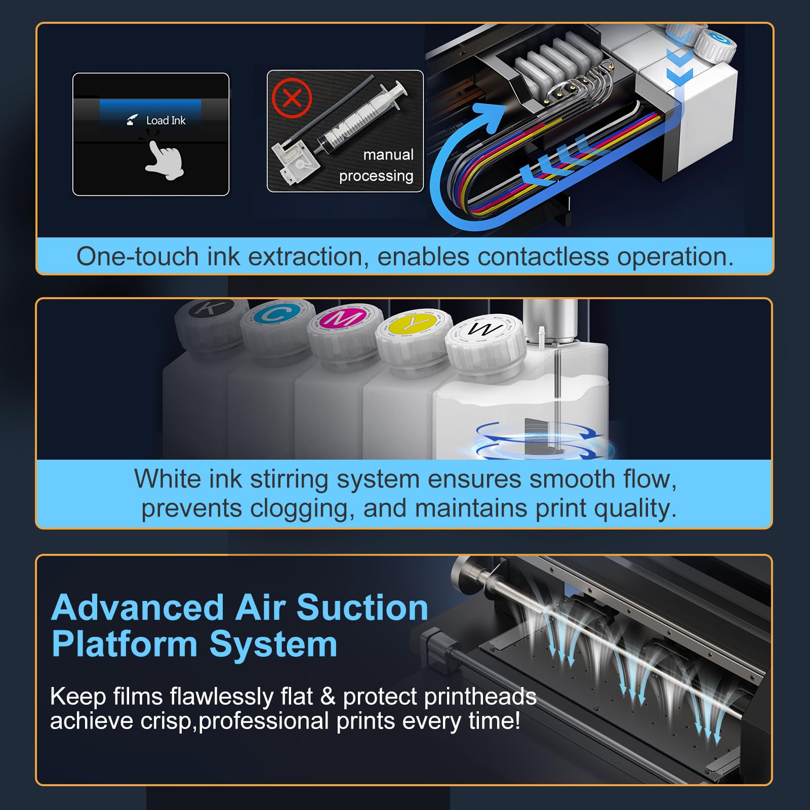 EXPLUX A4 DTF Printer with XP600 Anti-Clogging Printhead, 200% High-Speed Printing, Built-in White Stirring System for DIY T-Shirts & All Textiles, 2-Year Ink Included (A4, Printer+Oven).