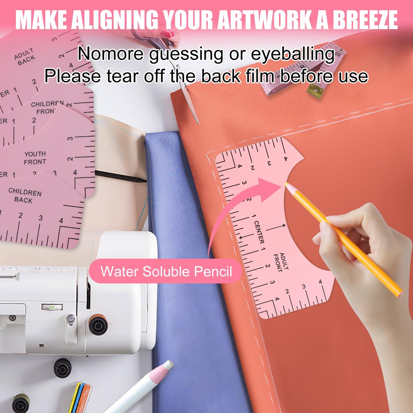 XEUZK Sublimation Shirts Tool Kits with 8 T Shirt rulers, 3Pack Teflon Sheet for Heat Press 12 x 16in, Heat Resistant Gloves with Silicone Bumps, 2 Rolls Heat Resistant Tape, 2Pcs Sublimation Pencil.