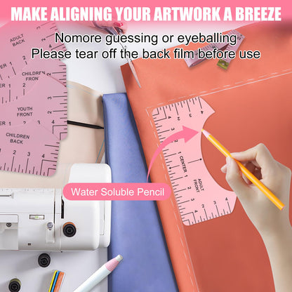 XEUZK Sublimation Shirts Tool Kits with 8 T Shirt rulers, 3Pack Teflon Sheet for Heat Press 12 x 16in, Heat Resistant Gloves with Silicone Bumps, 2 Rolls Heat Resistant Tape, 2Pcs Sublimation Pencil.