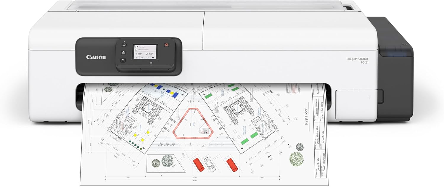 Canon imagePROGRAF TC-21 24" - Large Format Printer, Poster & Plotter Printer, Automatic Roll & Cut Sheet Paper Feeder, Includes 280 ml of Ink, White.