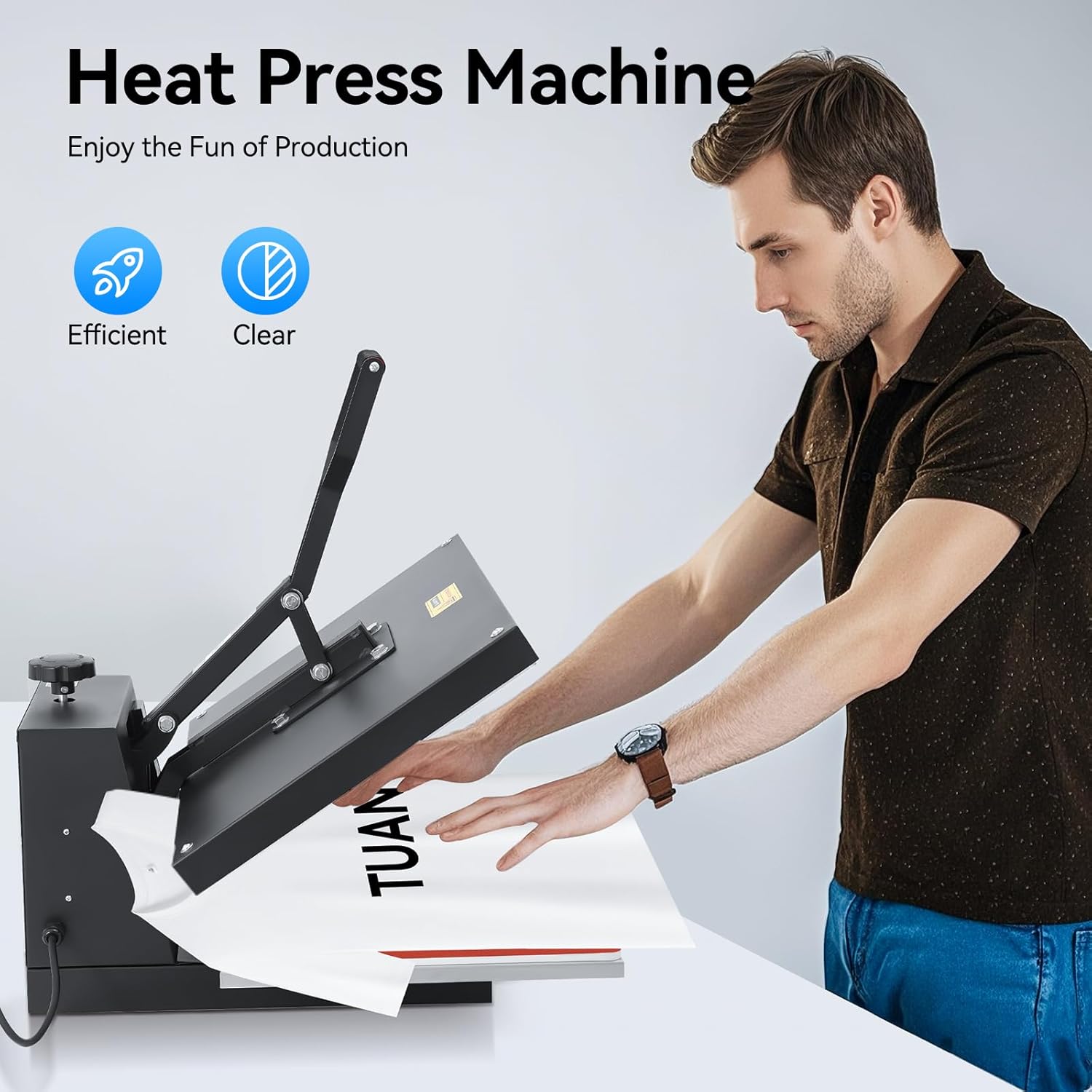 16x24Inch Large Size Format Heat Transfer Press, 1800W High-Pressure Flip-Top Digital Industrial Heat Transfer Sublimation Printer, T-Shirt Heat Transfer Press Machine.