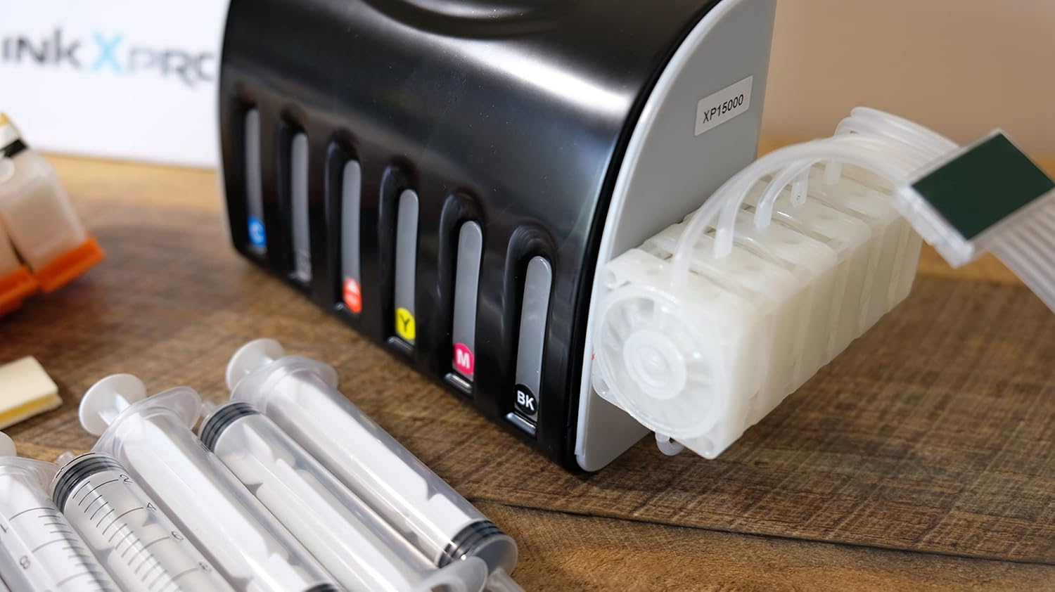 INKXPRO EcoPRO 312XL Empty Ink System CISS Refillable Cartridge Kit for Chipless Firmware Installed EPSON XP-15000 Printer (Without Damper).