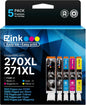 270XL 271XL Printer Ink Compatible for Canon PGI-270XL CLI-271XL Ink Cartridges to use with MG5720 MG6820 TS5020 TS6020 MG7720 TS9020 TS8020 MG5721 MG5722 MG6821 MG6822, 5 Color (PGBK, BK, C, M, Y).