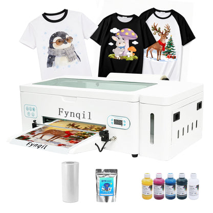 A3 L1800 DTF Printer Bundle with Cutter, A3 High-Speed Pink Apparel Transfer Printing Machine with White Ink Circulation Includes Oven,Consumable Software (Remote Installation).