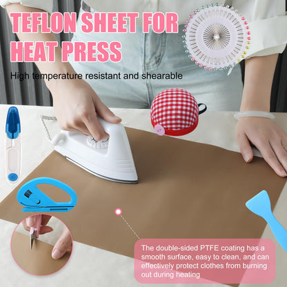 XEUZK Sublimation Shirts Tool Kits with 8 T Shirt rulers, 3Pack Teflon Sheet for Heat Press 12 x 16in, Heat Resistant Gloves with Silicone Bumps, 2 Rolls Heat Resistant Tape, 2Pcs Sublimation Pencil.
