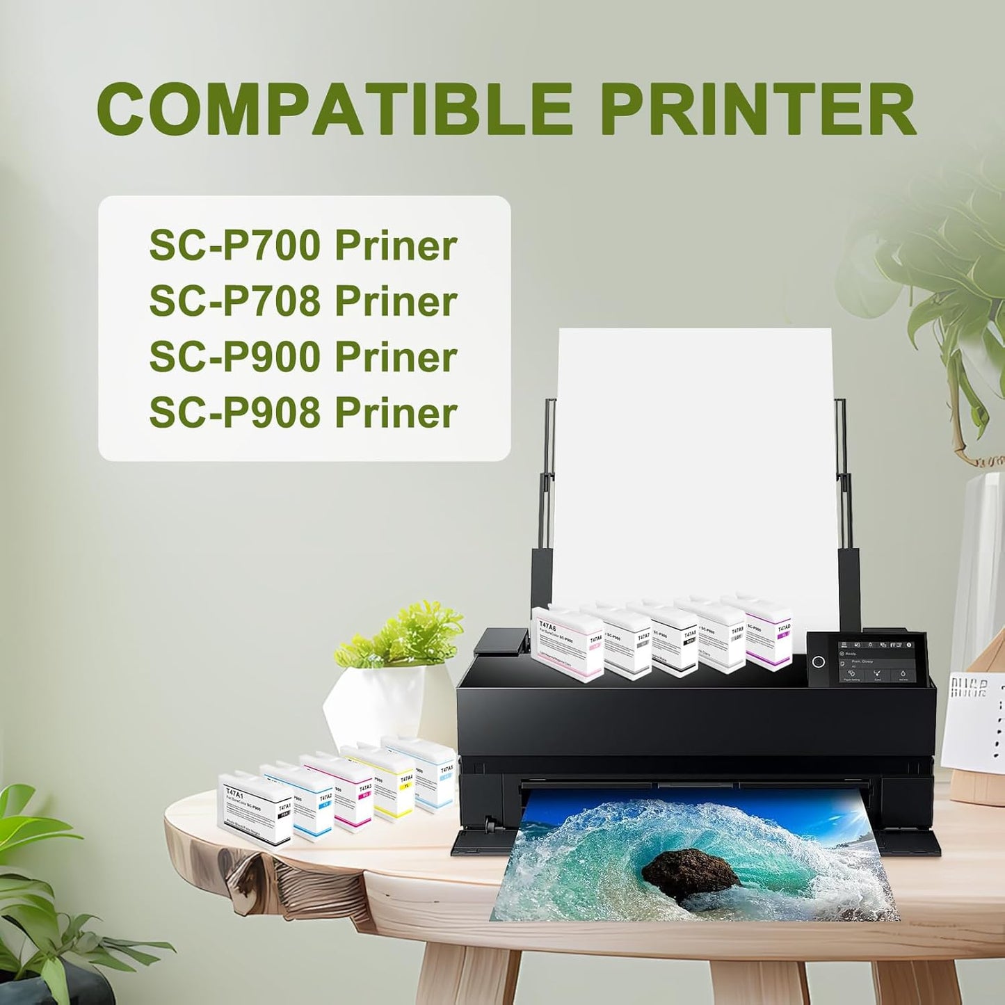 T47 T47A Ink Cartridge Remanufactured T47AD T47A1 T47A2 T47A3 T47A4 T47A5 T47A6 T47A7 T47A8 T47A9 Ink Cartridge Replacement for Surecolor P700 P708 P900 P908 Printer(10 Packs)