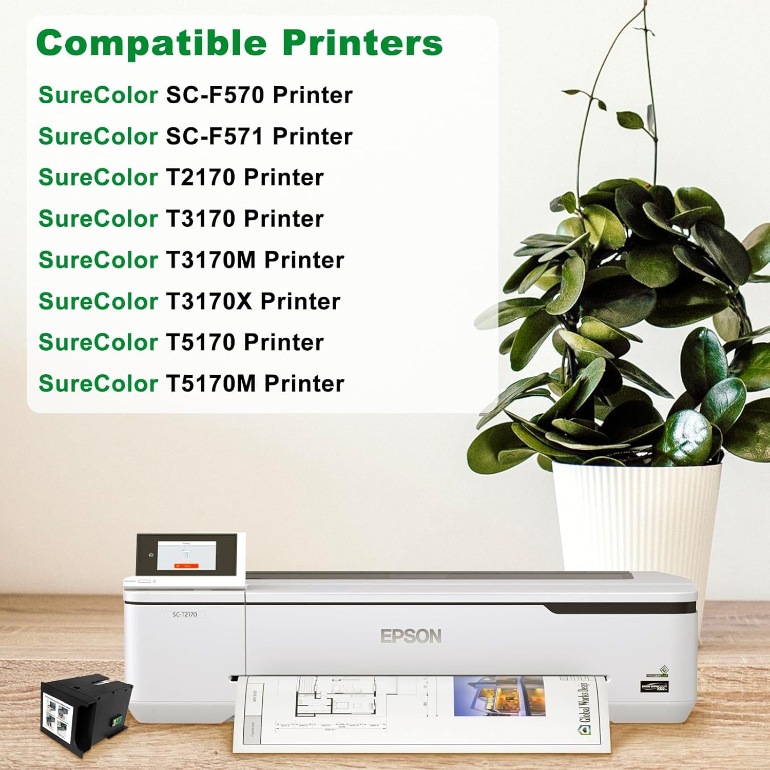 F570 S2100 C13S210057 SC13MB Maintenance Box Replacement for SureColor SC-F531 SC-F560 SC-F570 SC-F571 SC-T2100 T2170 T3170 T3170M T3170X T5130 T5160 T5170 T5170 Printer.