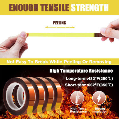 MEBMIK 2 Rolls 10mm x16m(52FT) Heat Tape High Temperature Heat Resistant Tape Heat Transfer Tape for Heat Sublimation Press Vinyl,No Residue.