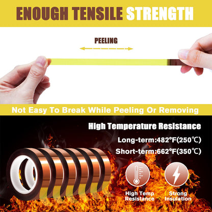 MEBMIK 2 Rolls 10mm x16m(52FT) Heat Tape High Temperature Heat Resistant Tape Heat Transfer Tape for Heat Sublimation Press Vinyl,No Residue.