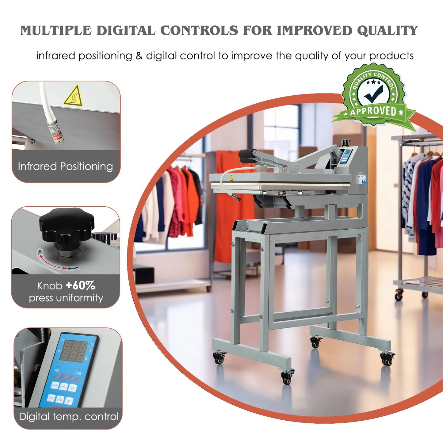 32x40 Inch Heat Press, 220V 8000W High Pressure Clamshell Heat Press Machine for Business, Large Professional Digital Control Heat Transfer Machine for Sublimation, Sliding Base Design