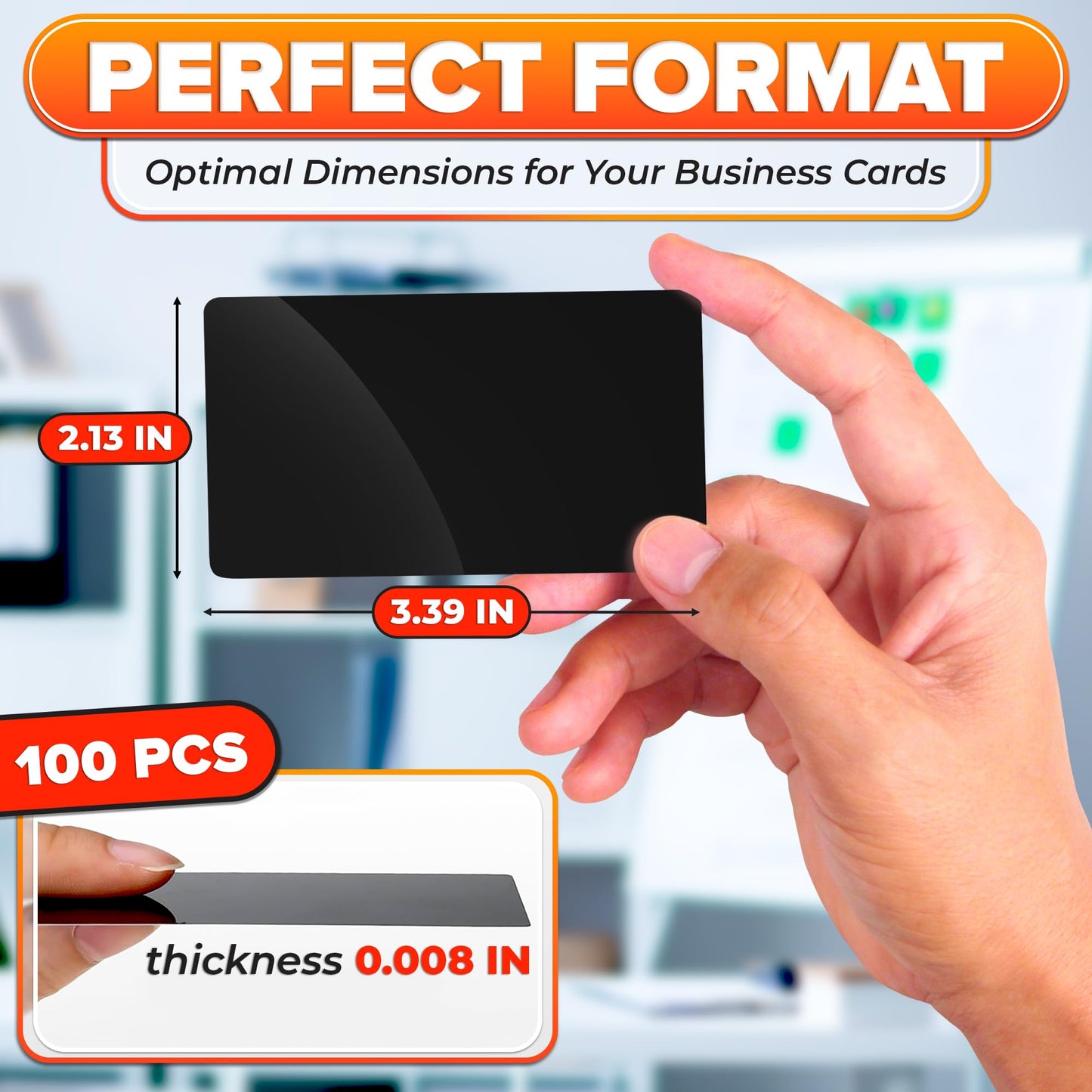 100 Pcs Metal Sublimation Blanks – Double-Sided Sublimation Business Card Blanks for Printing of Logos, Nameplates, and Custom Gifts – Smooth Finish Ultra-Thin Aluminum Alloy Cards in Pearl Color.