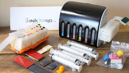 INKXPRO 312XL Empty Ink System CISS Refillable Cartridge Kit with Ink Flow Control Damper for Chipless Firmware Installed EPSON XP-15000 Printer.