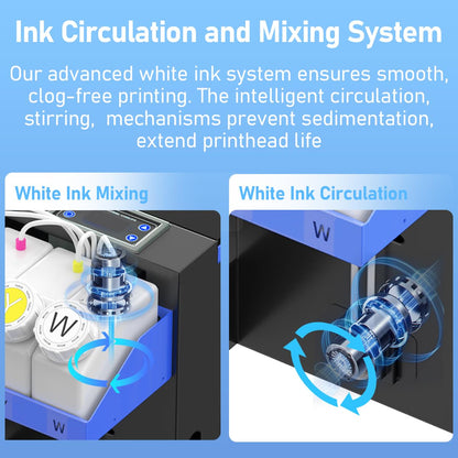 DSV A3 XP600 DTF Printer with Shaker & Air Purifier, 2X Faster Than L1800, 4.5" LED Touch Screen, White Ink Circulation & Auto-Cleaning, 24/7 Auto-Maintenance, 2-Year Free Ink for T-Shirt Printing.
