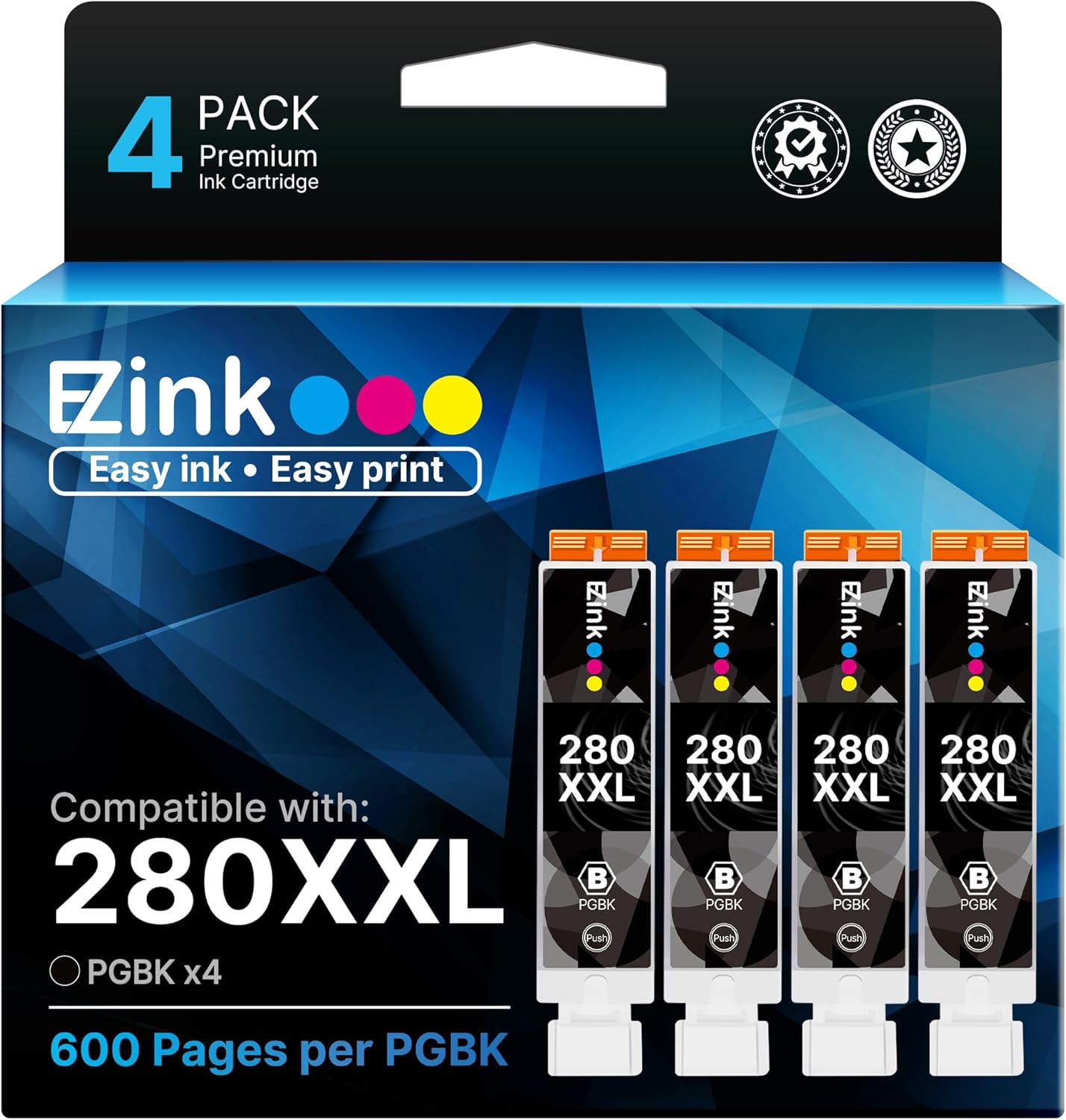 4 Pack 280 PGBK 280 XXL Ink Replacement for Canon 280 PGBK PGI-280XXL PGI 280 XXL Compatible with PIXMA TR8620a TR8622a TR8600 TR8520 TS9521c TR7520 TS9120 TR8622 TS9520 TS6220 TS6320 TS702a Printers.