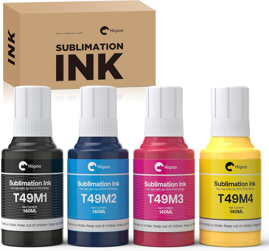 Hiipoo 560ML T49M Sublimation Ink for Epson Surecolor F170 F570 Sublimation Printer(T49M1 T49M2 T49M3 T49M4 Autofill/ICC-Free/Anti-UV).