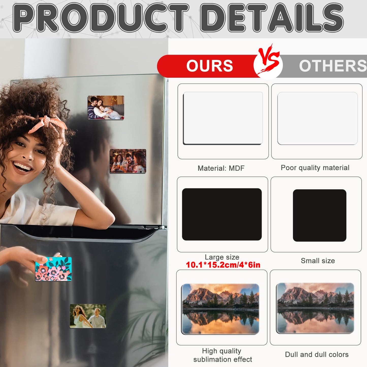 30 Pcs Large Sublimation Magnet Blanks 4 x 6 inch MDF Personalized Fridge Refrigerator Magnets Blanks,Include 15 Sublimation Fridge Magnets Blanks Decorative Fridge Magnets Blank Set for Kitchen.