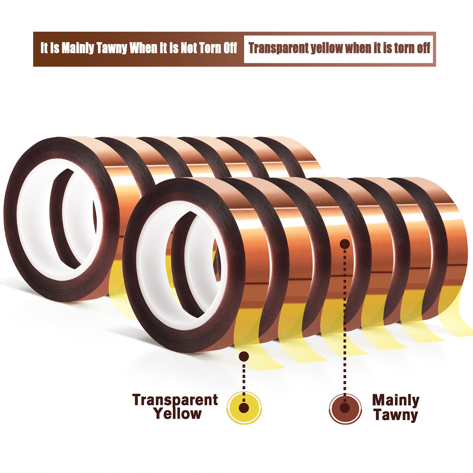 MEBMIK 2 Rolls 10mm x16m(52FT) Heat Tape High Temperature Heat Resistant Tape Heat Transfer Tape for Heat Sublimation Press Vinyl,No Residue.