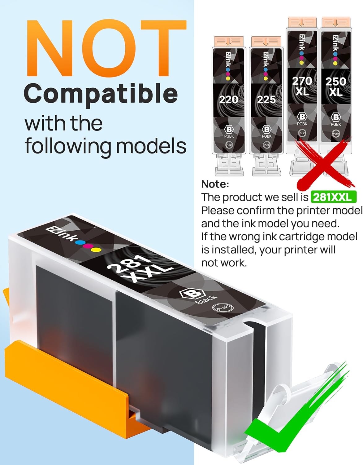 20 Pack 280XXL 281XXL Ink Cartridges Replacement for Canon 280 281 Ink cartridges PGI280XXL CLI281XXL Compatible with PIXMA TR8620a TR8520 TR8620 TR8600 TR7520 TS6120 TS6220 TS9120 TS8220 TS6320.