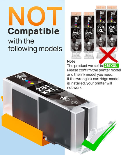 20 Pack 280XXL 281XXL Ink Cartridges Replacement for Canon 280 281 Ink cartridges PGI280XXL CLI281XXL Compatible with PIXMA TR8620a TR8520 TR8620 TR8600 TR7520 TS6120 TS6220 TS9120 TS8220 TS6320.