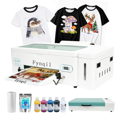 A3 L1800 DTF Printer Bundle with Cutter, A3 High-Speed Pink Apparel Transfer Printing Machine with White Ink Circulation Includes Oven,Consumable Software (Remote Installation).
