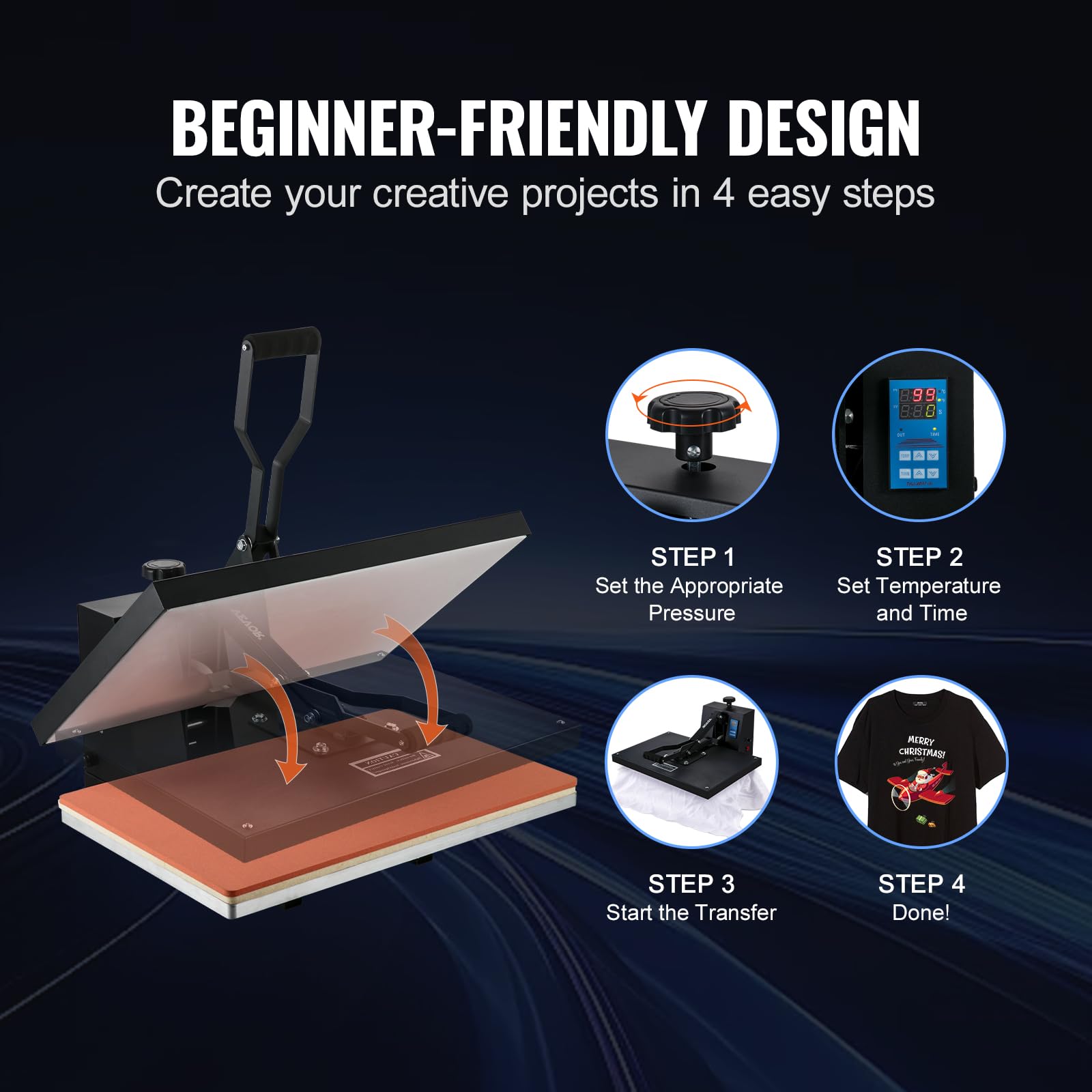 VEVOR Heat Press 16x24, 1700W Power Heat Press Machine, Fast Heating, High Pressure Heat Press Machine for T-Shirt, Digital Industrial Sublimation Printer for Heat Transfer Vinyl, Easy to Use, Black.
