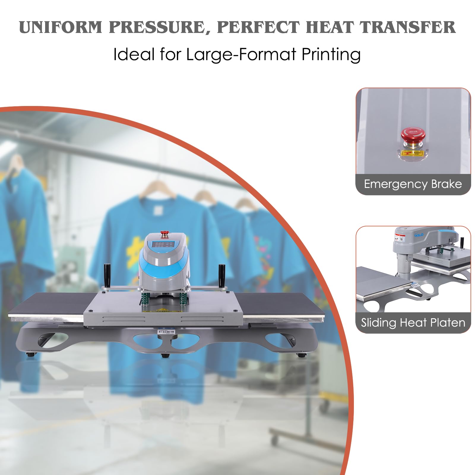 32x40 Inch Heat Press, 220V 8000W High Pressure Clamshell Heat Press Machine for Business, Large Professional Digital Control Heat Transfer Machine for Sublimation, Sliding Base Design.