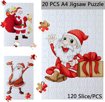 20 Sets Blank Sublimation A4 Jigsaw Puzzles with 120 Pieces - DIY Heat Press Transfer Crafts - Wholesale DIY Thermal Transfer Pearl Puzzles.