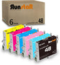 Run Star 6 Pack Remanufactured for T048 Ink Cartridge Replacement for Epson 48 T048 use for Epson Stylus Photo R200 R220 R300 R300M R320 R340 RX500 RX600 RX620 Printer (BK/C/M/Y/LC/LM).
