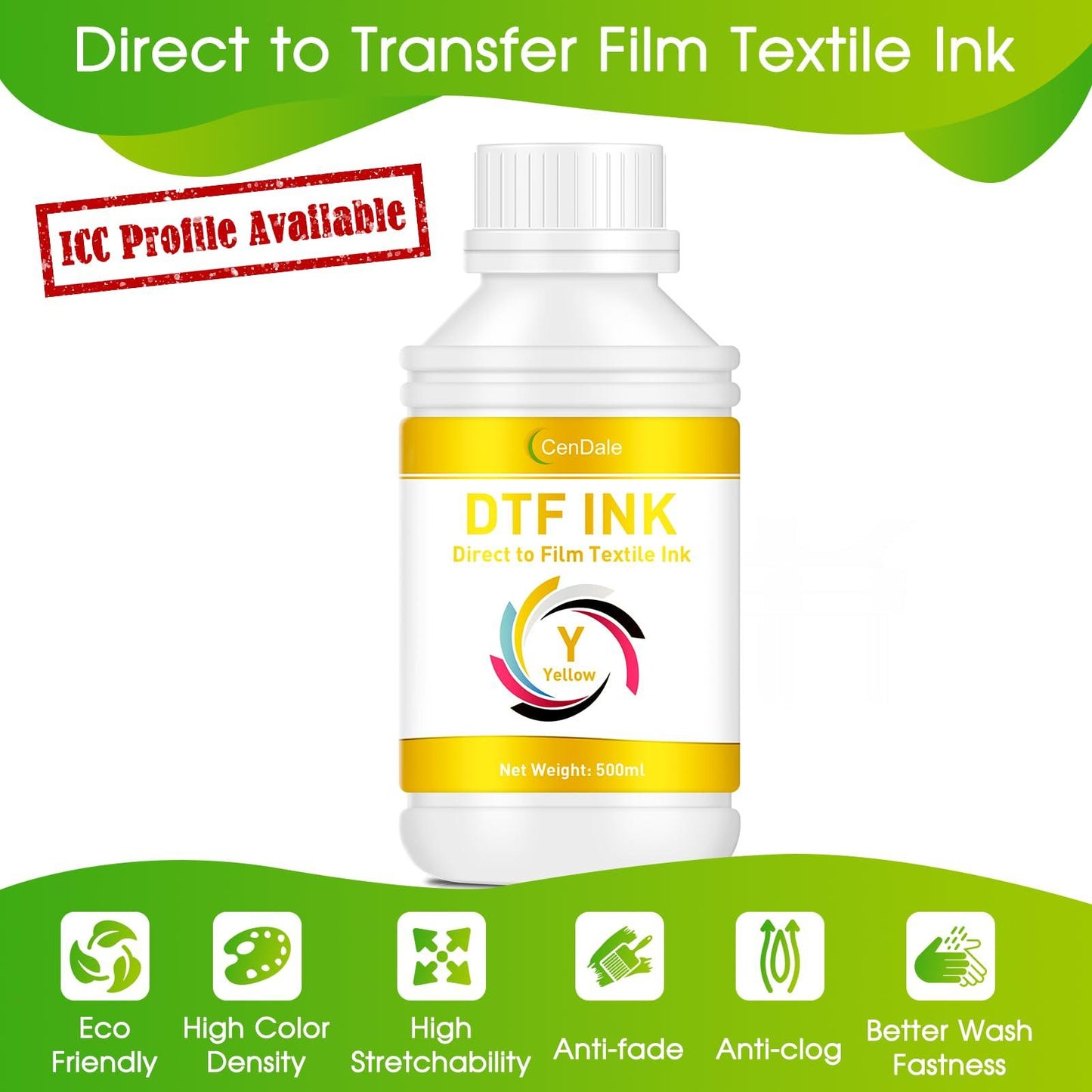 CenDale Premium DTF Printhead Cleaning Solution - Universal Printhead Cleaner Kit for Any DTF & DTG Printers, Print Head Cleaning Kit for Epson ET8550 L1800 XP15000 R1390 XP600 Ink Printer (100ML)