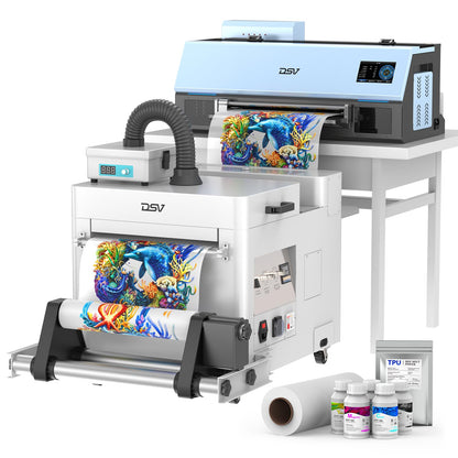 DSV A3 XP600 DTF Printer with Shaker & Air Purifier, 2X Faster Than L1800, 4.5" LED Touch Screen, White Ink Circulation & Auto-Cleaning, 24/7 Auto-Maintenance, 2-Year Free Ink for T-Shirt Printing.