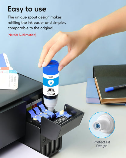 Hiipoo Ink Refill Bottles Replacement for 542INK Pigment Ink ET-5850 ET-5880 ET-5170 ET-16600 ET-16650 ST-C8000 Printers Replacement for 542Ink Refill Bottles for ET-5850 ET-5880 (4 Pack)