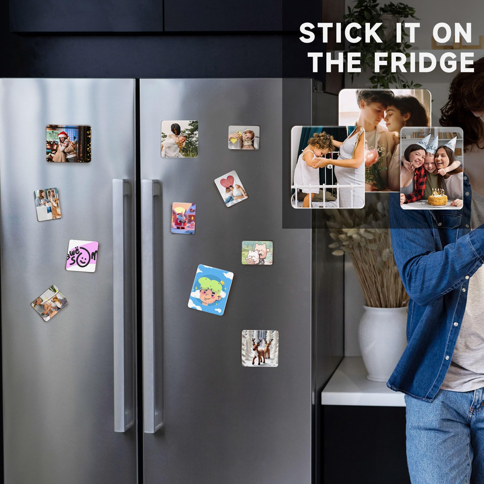 40Pcs Sublimation Picture Magnet Blanks Personalized Square Magnets for Refrigerator Custom Magnets Sublimation Blanks Products DIY Craft Gifts for Kitchen Office Decorative.