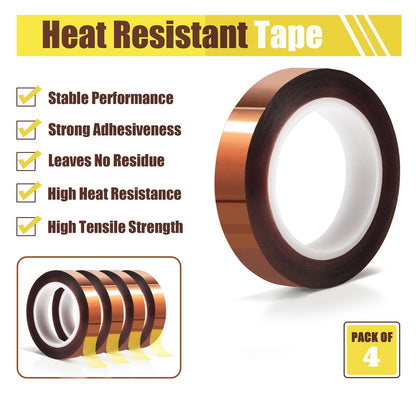 MEBMIK 2 Rolls 10mm x16m(52FT) Heat Tape High Temperature Heat Resistant Tape Heat Transfer Tape for Heat Sublimation Press Vinyl,No Residue.