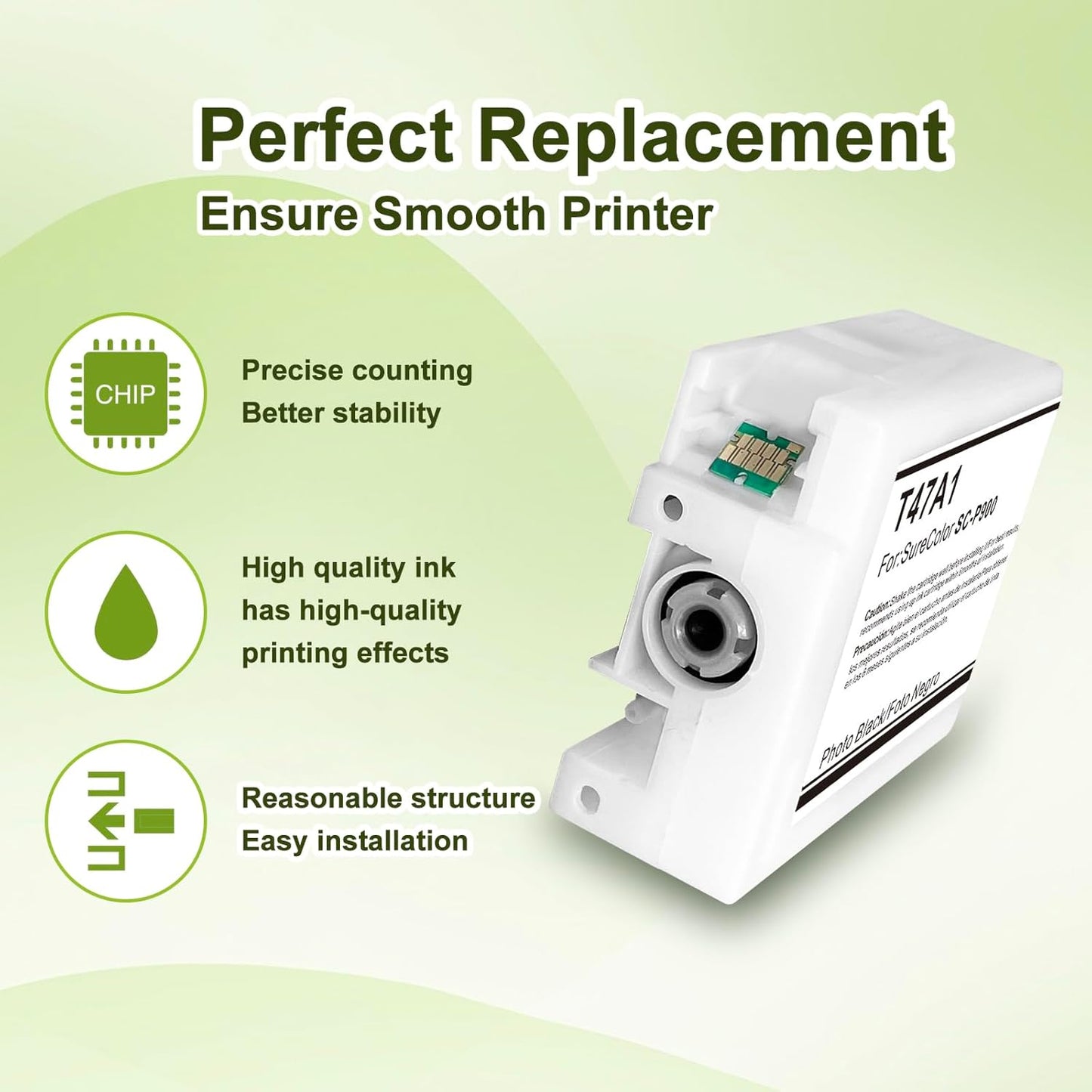 T47 T47A Ink Cartridge Remanufactured T47AD T47A1 T47A2 T47A3 T47A4 T47A5 T47A6 T47A7 T47A8 T47A9 Ink Cartridge Replacement for Surecolor P700 P708 P900 P908 Printer(10 Packs)