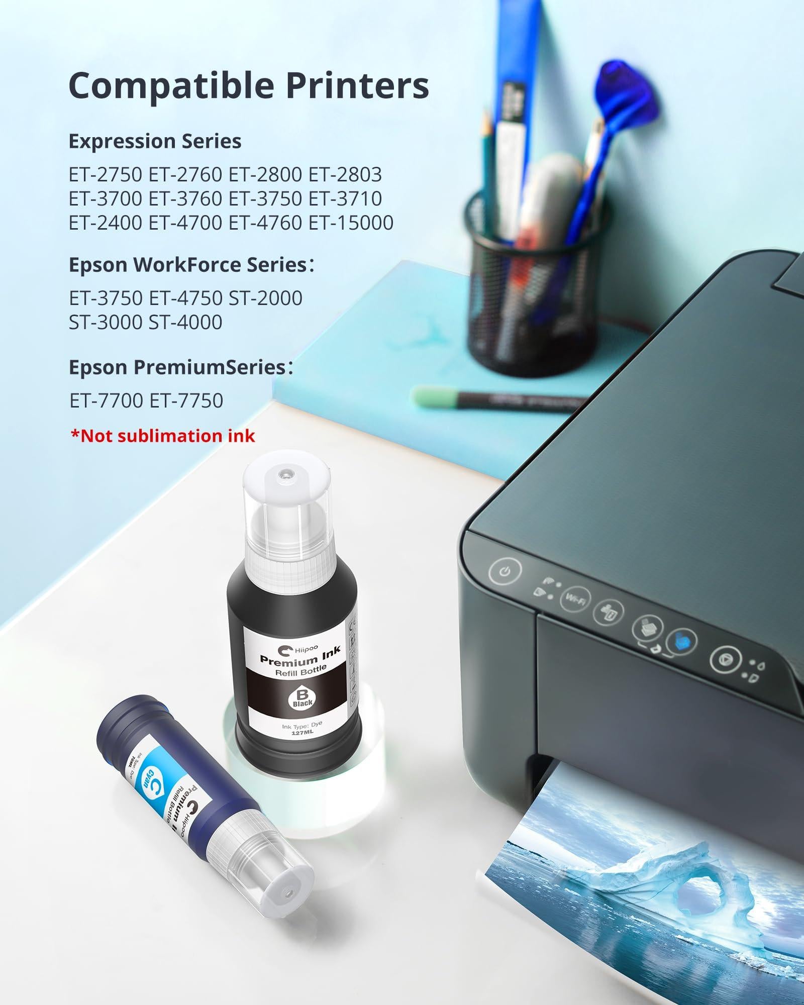 Hiipoo 522 Refill Ink Bottle Replacement for Epson T522 522 (Not for Sublimation) for ET-2750 ET2720 ET-2803 ET-2800 ET-3750 ET-4750 ET-3760 ET-4760 ET-2850 ET-4800 ET-3700 ET-15000 Printer.