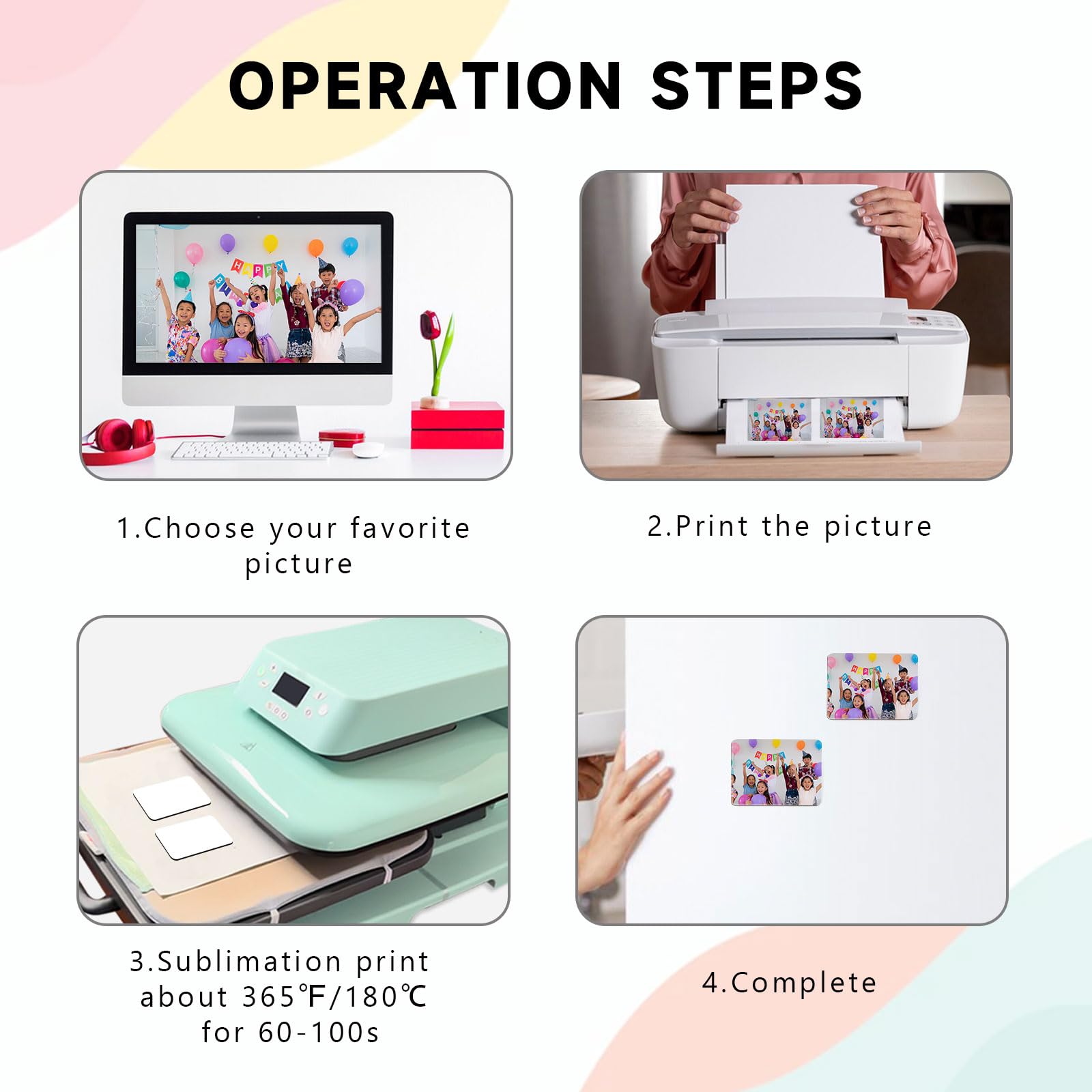 40Pcs Sublimation Picture Magnet Blanks Personalized Square Magnets for Refrigerator Custom Magnets Sublimation Blanks Products DIY Craft Gifts for Kitchen Office Decorative.