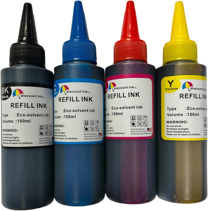 Inkpro Compatible Ink Bottle Replacement Water Based eco Solvent Ink wf7820 wf7840 wf7710 wf7720 et 15000 400ml, Black Cyan Magenta Yellow, Regular