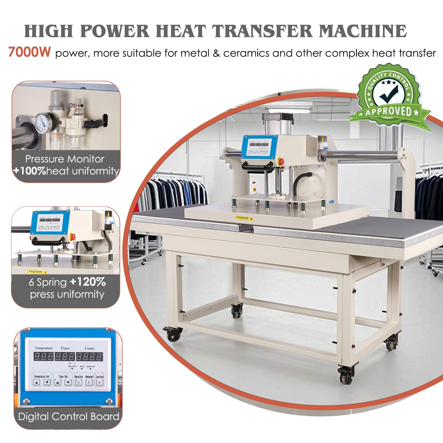 32x40 Inch Heat Press, 220V 8000W High Pressure Clamshell Heat Press Machine for Business, Large Professional Digital Control Heat Transfer Machine for Sublimation, Sliding Base Design
