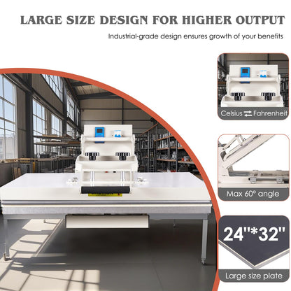 32x40 Inch Heat Press, 220V 8000W High Pressure Clamshell Heat Press Machine for Business, Large Professional Digital Control Heat Transfer Machine for Sublimation, Sliding Base Design