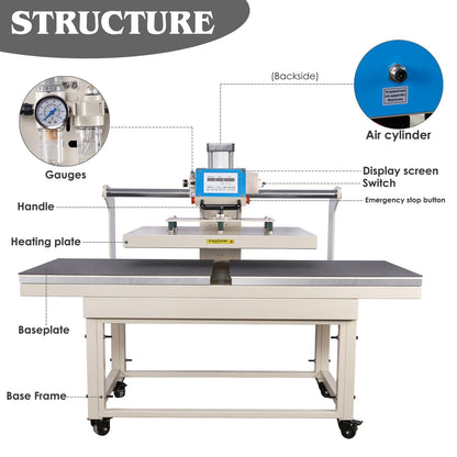 32x40 Inch Heat Press, 220V 8000W High Pressure Clamshell Heat Press Machine for Business, Large Professional Digital Control Heat Transfer Machine for Sublimation, Sliding Base Design