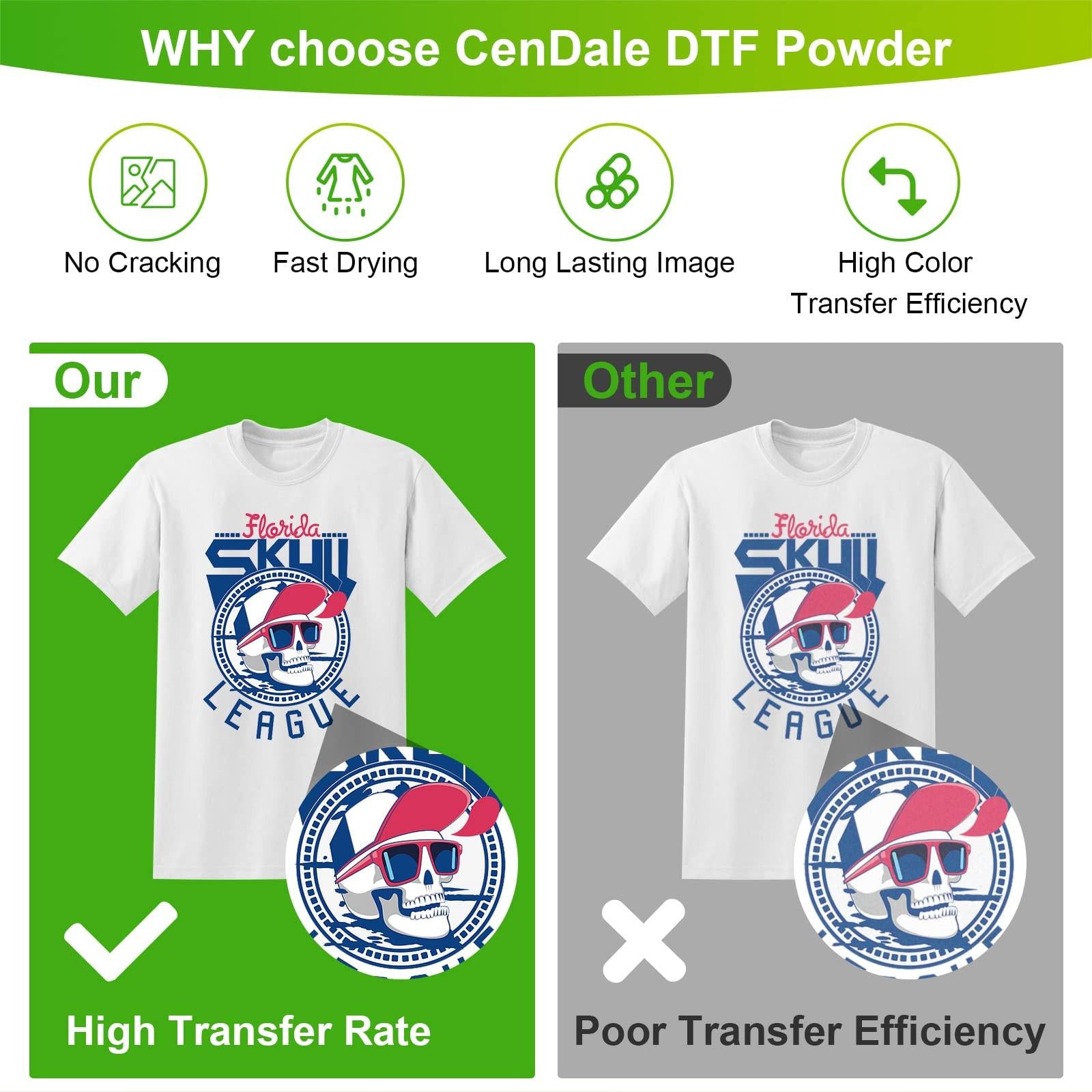 CenDale DTF Powder Kit, Includes Fine Medium, White Black Digital DTF Transfer Powder for Sublimation, Compatible with DTF and DTG Printers, DTF PreTreat Powder for All Fabric Jeans Cotton T-Shirt.