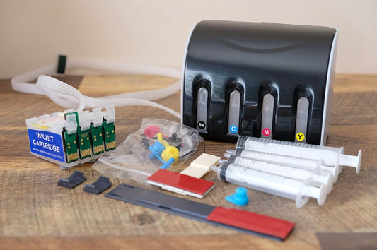 INKXPRO CISS Refill Cartridge Kit with ARC chip Works with WF-2630 Expression XP-320, XP-420, XP-424 Printers.